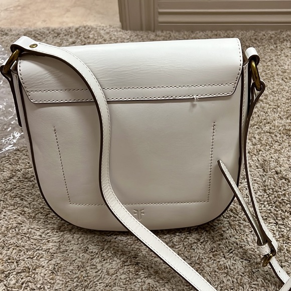 FRYE Harness Small Saddle Crossbod Purse HandBag Off White DB486 - Picture 2 of 7